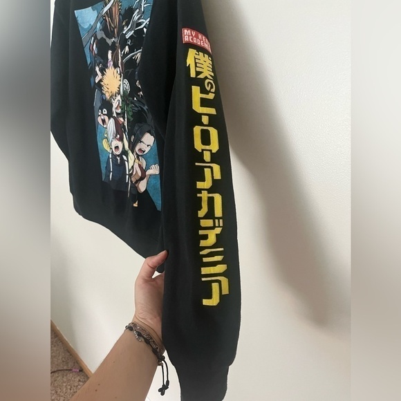 My Hero Academia crew neck sweatshirt pullover black sweater Anime - Picture 3 of 6